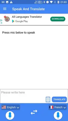 Speak And Translate android App screenshot 3